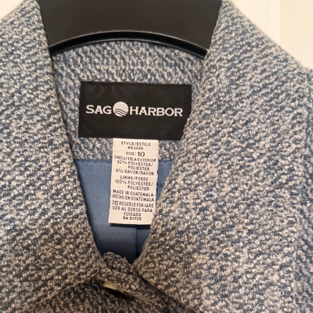 Sag Harbor Vintage Blue Textured Blazer Jacket Size 10 Tweedy Academic Career